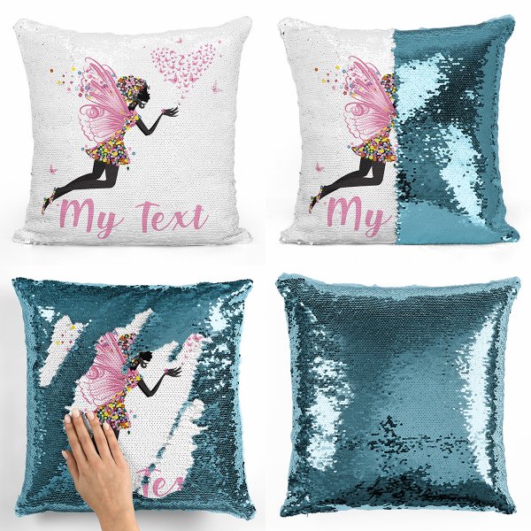 Magic Sequin Pillow / Cushion - Fairy heart butterflies