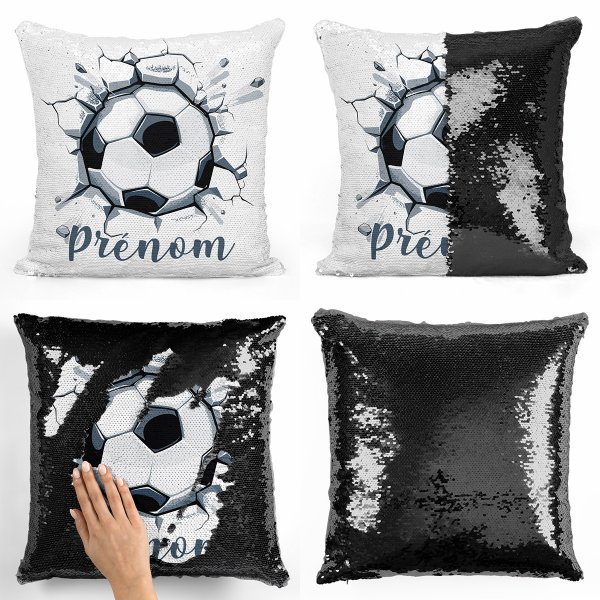 cushion pillow mermaid to sequin magic child reversible and customizable with soccer player black color pattern
