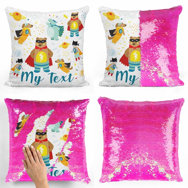 Magic Sequin Pillow / Cushion - Superhero animals