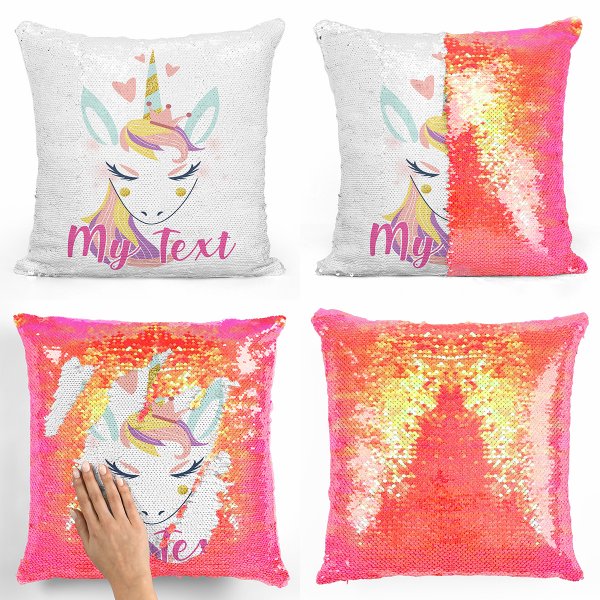 Magic Sequin Pillow / Cushion - Unicorn Hearts