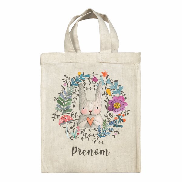 Customized lunchbox bag Easter for kid with rabbit flowers pattern