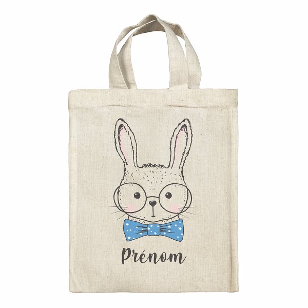 Customized lunchbox bag Easter for kid with rabbit with glasses pattern