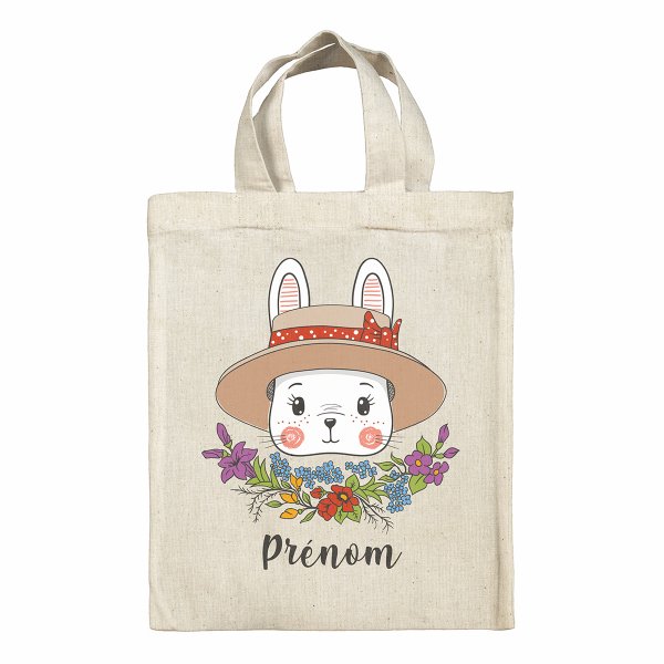 Customized lunchbox bag Easter for kid with bunny pattern and its hat