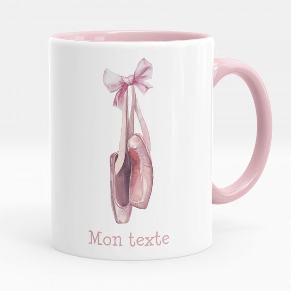 Customizable mug for kids with pink dancer ballerinas pattern