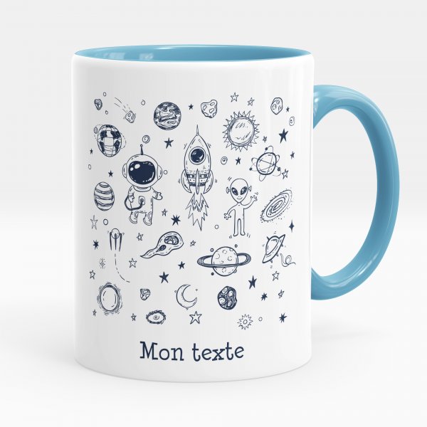 Customizable mug for kids with galaxy of blue color pattern