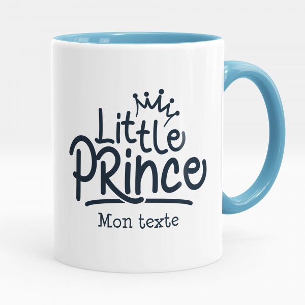 Customizable mug for kids with little prince  in blue color pattern