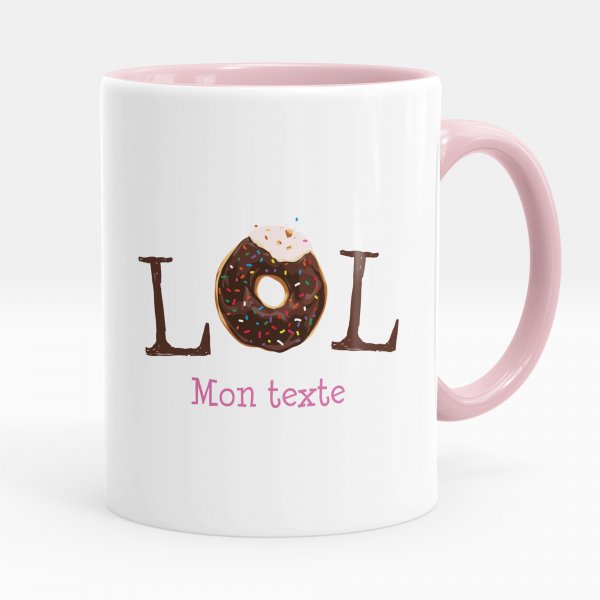 Customizable mug for kids with pink LOL pattern